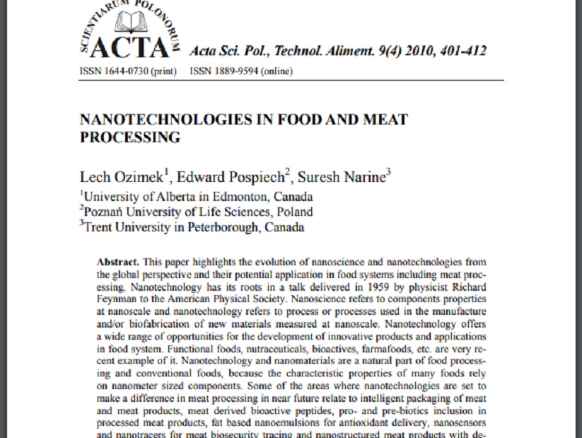 Nanotechnologies in Food-Meat Processing