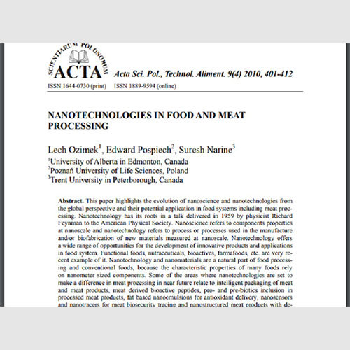 NANOTECHNOLOGIES IN FOOD MEAT PROCESSING